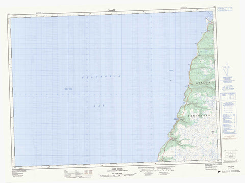 001M01 Ship Cove Canadian topographic map, 1:50,000 scale