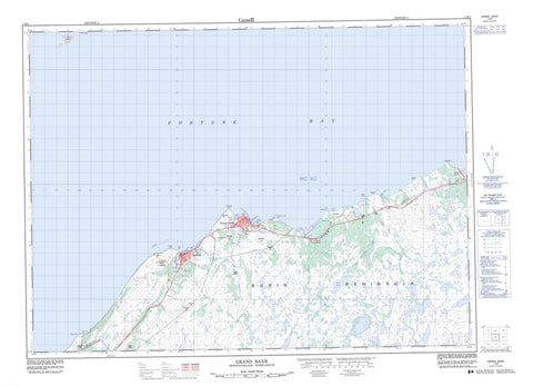 001M04 Grand Bank Canadian topographic map, 1:50,000 scale