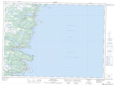 001N02 Ferryland Canadian topographic map, 1:50,000 scale