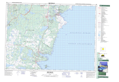 001N07 Bay Bulls Canadian topographic map, 1:50,000 scale