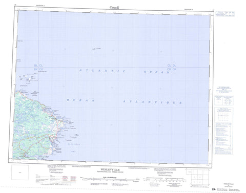 002F Wesleyville Canadian topographic map, 1:250,000 scale