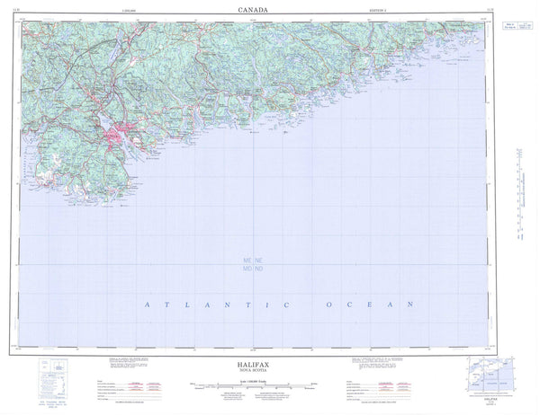 011D Halifax Canadian topographic map, 1:250,000 scale