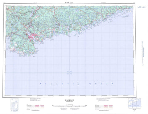 011D Halifax Canadian topographic map, 1:250,000 scale