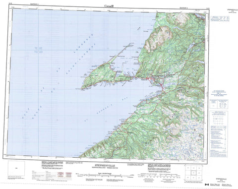 012B Stephenville Canadian topographic map, 1:250,000 scale