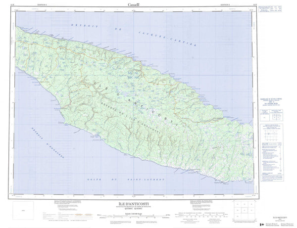 012E Ile D Anticosti Canadian topographic map, 1:250,000 scale