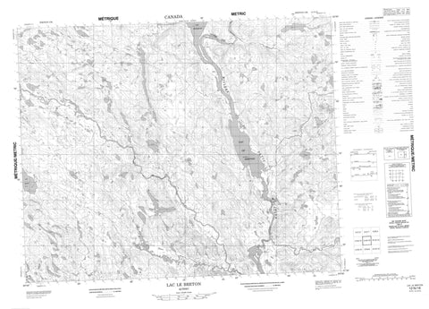 012N16 Lac Le Breton Canadian topographic map, 1:50,000 scale