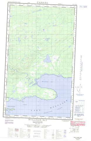 013G13W Mulligan Bay Canadian topographic map, 1:50,000 scale