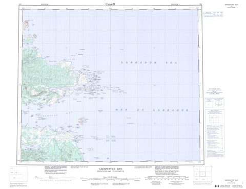 013I Groswater Bay Canadian topographic map, 1:250,000 scale