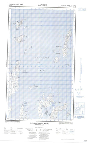 013O02W Ironbound Islands Canadian topographic map, 1:50,000 scale