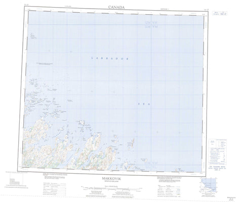 013O Makkovik Canadian topographic map, 1:250,000 scale