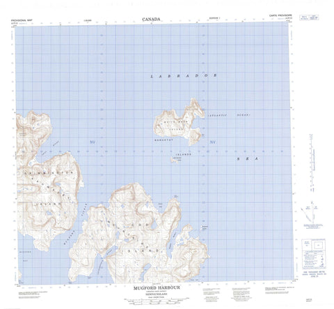 014F13 Mugford Harbour Canadian topographic map, 1:50,000 scale
