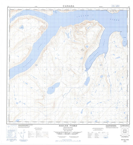 014L06 Saglek Fiord Canadian topographic map, 1:50,000 scale
