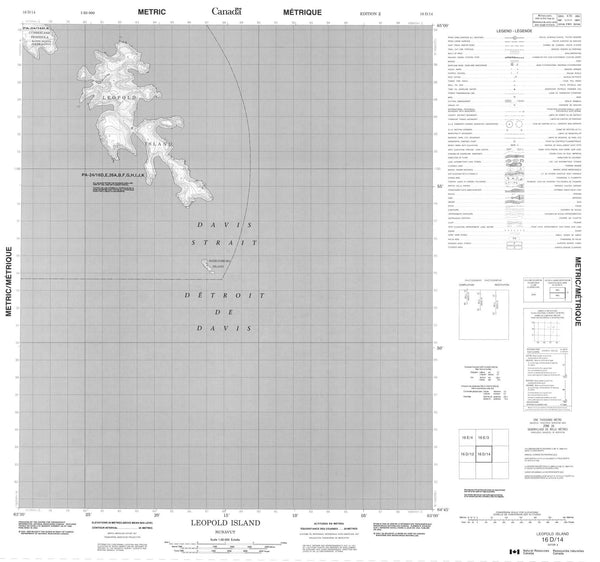 016D14 Leopold Island Canadian topographic map, 1:50,000 scale