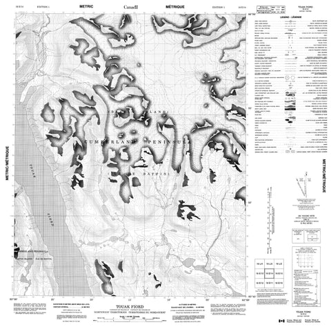 016E14 Touak Fiord Canadian topographic map, 1:50,000 scale