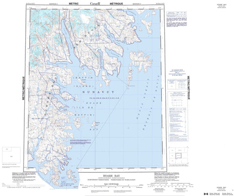 016E Hoare Bay Canadian topographic map, 1:250,000 scale