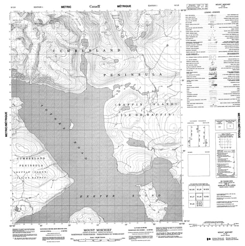 016L08 Mount Mischief Canadian topographic map, 1:50,000 scale
