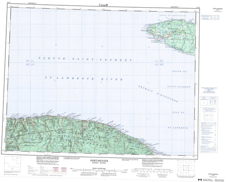 022H Port Menier Canadian topographic map, 1:250,000 scale