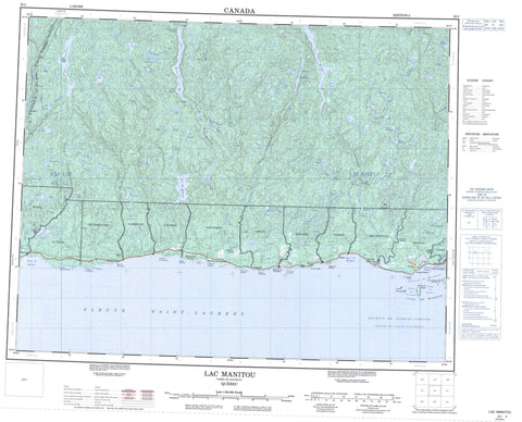 022I Lac Manitou Canadian topographic map, 1:250,000 scale