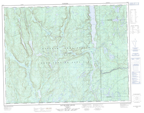 022J03 Lac Quatre Lieues Canadian topographic map, 1:50,000 scale