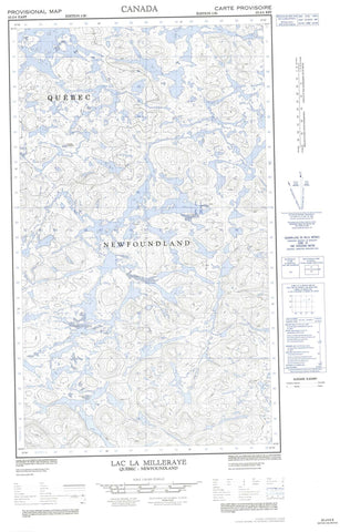 023J04E Lac La Milleraye Canadian topographic map, 1:50,000 scale