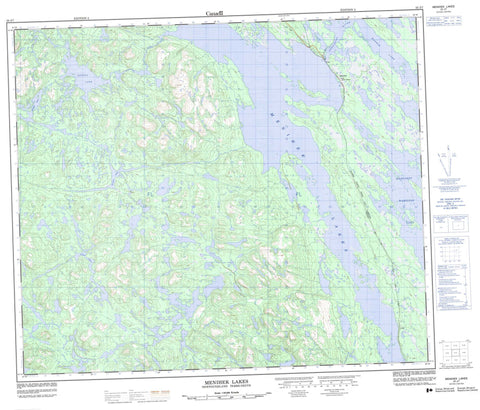 023J07 Menihek Lakes Canadian topographic map, 1:50,000 scale
