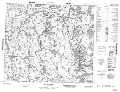 023P07 Lac Advance Canadian topographic map, 1:50,000 scale