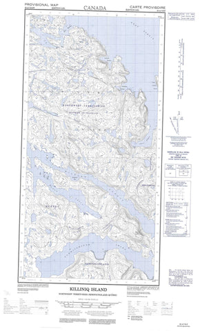 025A07E Killiniq Island Canadian topographic map, 1:50,000 scale