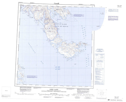 025I Loks Land Canadian topographic map, 1:250,000 scale