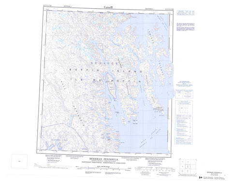 025P Beekman Peninsula Canadian topographic map, 1:250,000 scale