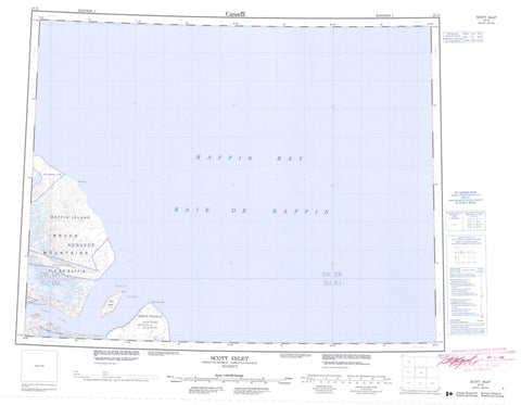 027G Scott Inlet Canadian topographic map, 1:250,000 scale