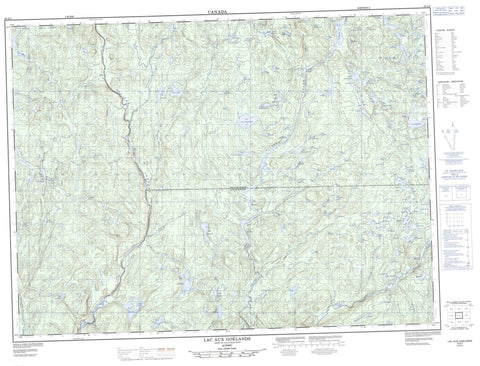 032A02 Lac Aux Goelands Canadian topographic map, 1:50,000 scale