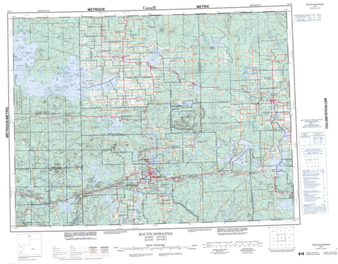 032D Rouyn Noranda Canadian topographic map, 1:250,000 scale