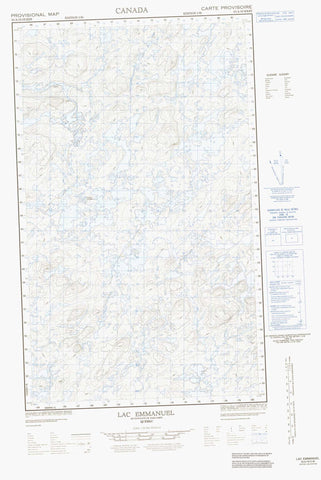 033A16W Lac Emmanuel Canadian topographic map, 1:50,000 scale