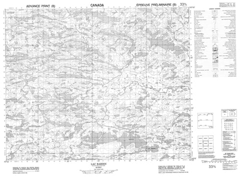 033B08 Lac Bardin Canadian topographic map, 1:50,000 scale