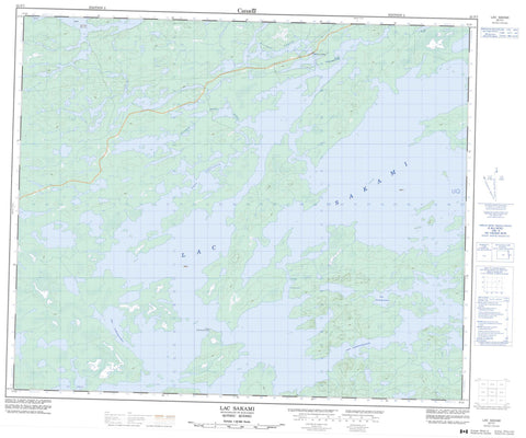 033F07 Lac Sakami Canadian topographic map, 1:50,000 scale