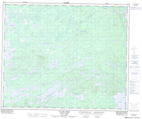 033F08 Lac De Vaulx Canadian topographic map, 1:50,000 scale