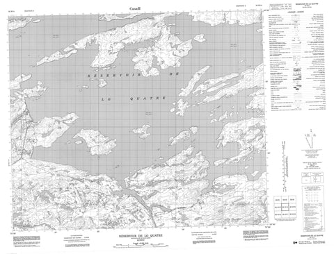 033H14 Reservoir De Lg Quatre Canadian topographic map, 1:50,000 scale