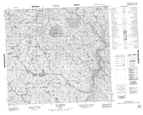 034H01 Lac Benita Canadian topographic map, 1:50,000 scale