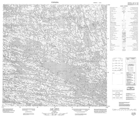 034O06 Lac Anuc Canadian topographic map, 1:50,000 scale