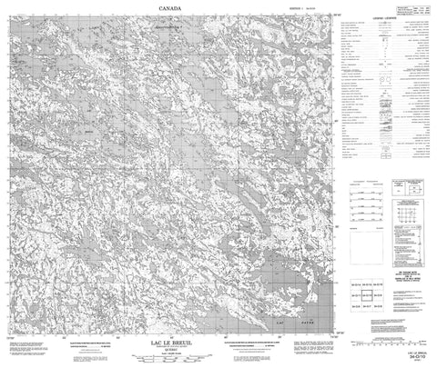 034O10 Lac Le Breuil Canadian topographic map, 1:50,000 scale