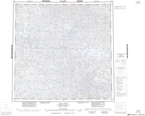 034O Lac Anuc Canadian topographic map, 1:250,000 scale