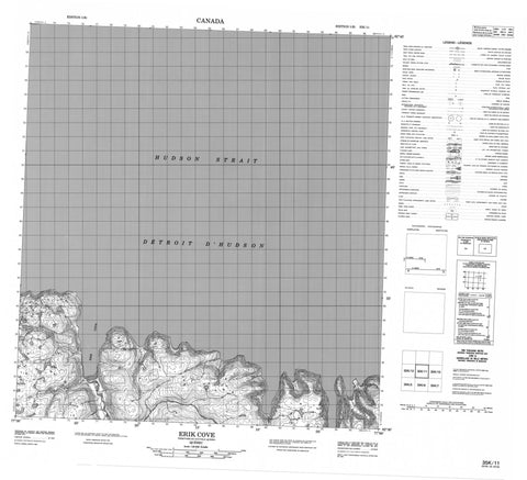 035K11 Erik Cove Canadian topographic map, 1:50,000 scale