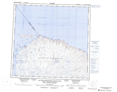 035K Cap Wolstenholme Saint Louis Canadian topographic map, 1:250,000 scale