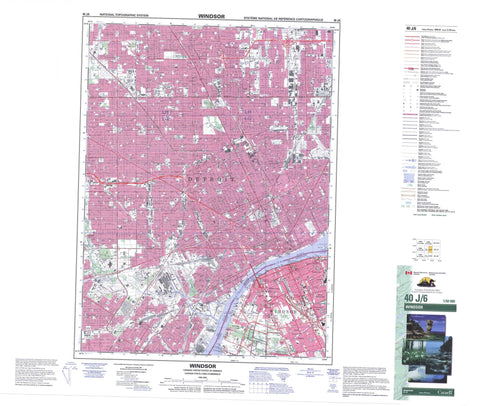 040J06 Windsor Canadian topographic map, 1:50,000 scale
