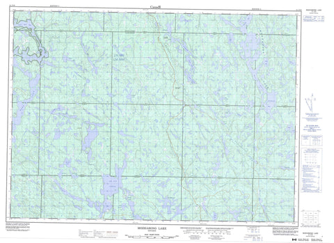 041J16 Mozhabong Lake Canadian topographic map, 1:50,000 scale