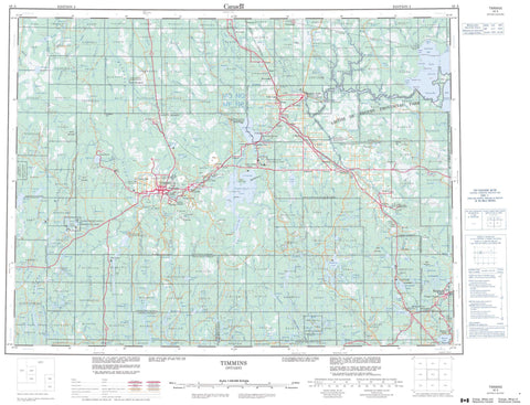 042A Timmins Canadian topographic map, 1:250,000 scale