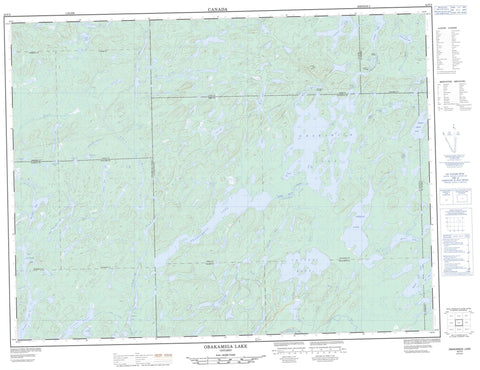 042F03 Obakamiga Lake Canadian topographic map, 1:50,000 scale