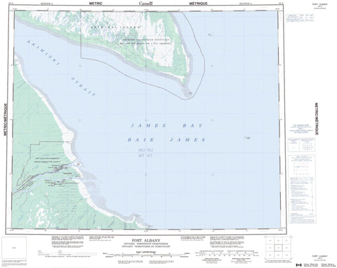 043A Fort Albany Canadian topographic map, 1:250,000 scale