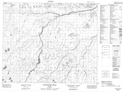043E13 Sourdough Rapids Canadian topographic map, 1:50,000 scale