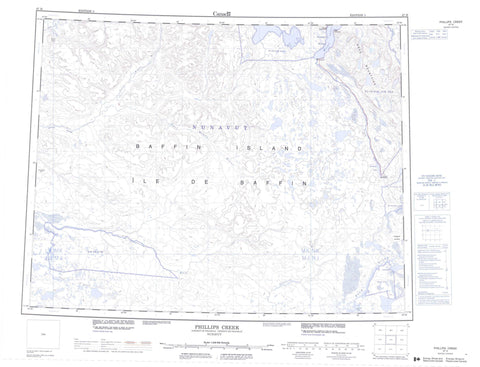 047H Phillips Creek Canadian topographic map, 1:250,000 scale